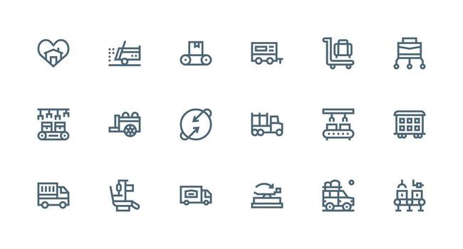 Strong Stroke Line Icons from Moving Set with 18 Vectors Neutral Style Icons for Any Project