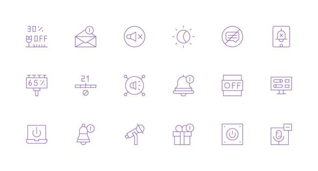 18 Icons for Off in Minimal Line Format Flexible Icon System for Web Interfaces vector