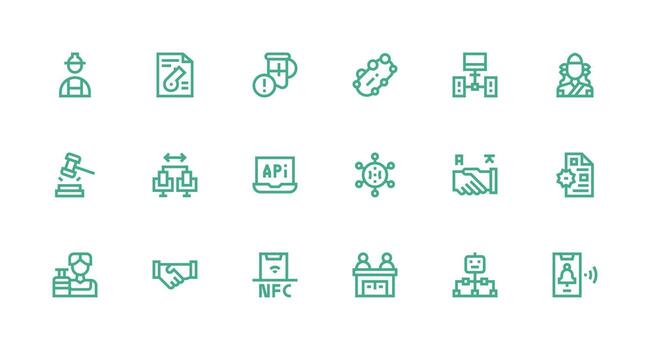 18 Strong Stroke Line Icons for Protocol Graphics Line Icon Collection vector
