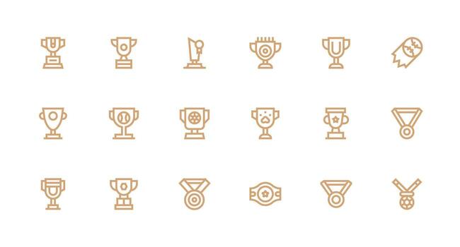 18 Icons for Third Place in Strong Stroke Line Format Clean Icon Collection for Web Use vector