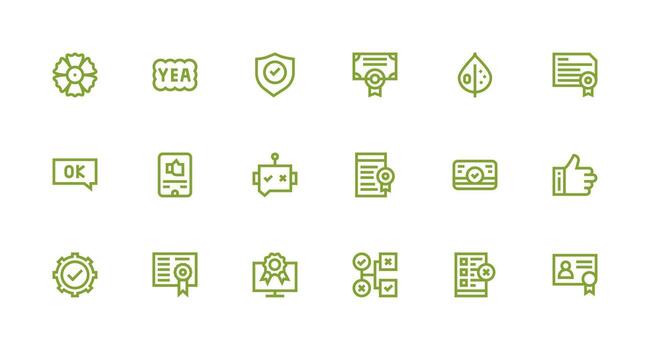 Validation Visual Pack containing 18 Strong Stroke Line Icons Interface Icon Collection vector