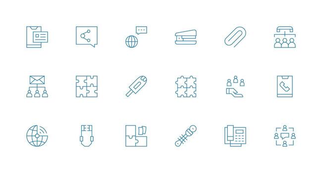 conectar visual paquete conteniendo 18 mínimo línea íconos diseño icono colección vector