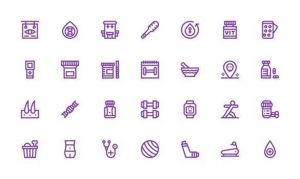 28 Icons for Health in Bold Line Format Dashboard Icon Series vector