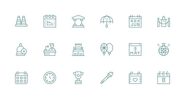 18 Minimal Line Designs for Event Icons Sharp Icons for Presentations vector