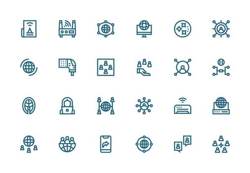 24 íconos para redes en grueso línea línea formato profesional icono conjunto vector