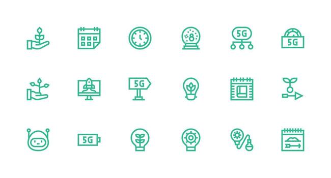Future Visual Pack containing 18 Strong Stroke Line Icons Complete Icon Set for Mobile Apps vector