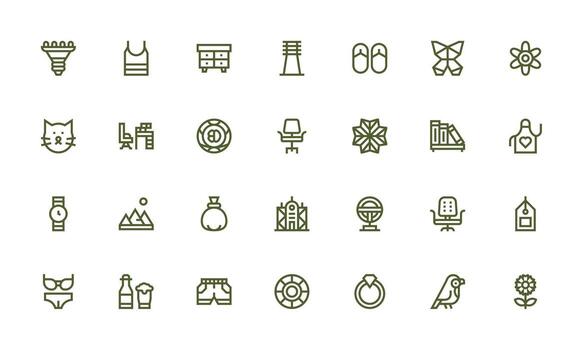 minimalista presentando 28 íconos en negrita línea diseño todas dispositivo compatible icono conjunto vector