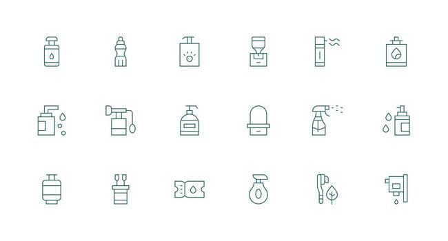 18 Minimal Line Style Icons from Refill Collection Simplified Icon Pack for Visual Tools vector