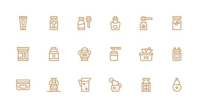 Strong Stroke Line Icons from Jar Set with 18 Vectors Icon Pack for Various Themes