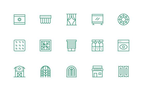 Window including 15 Regular Line Illustrations Smart Icon Collection vector