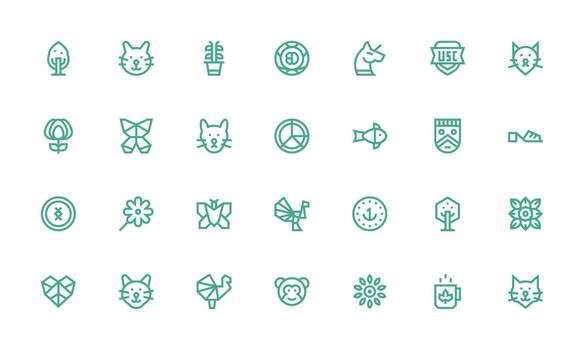 28 Icons for Logo in Bold Line Format Icon Set for Web vector