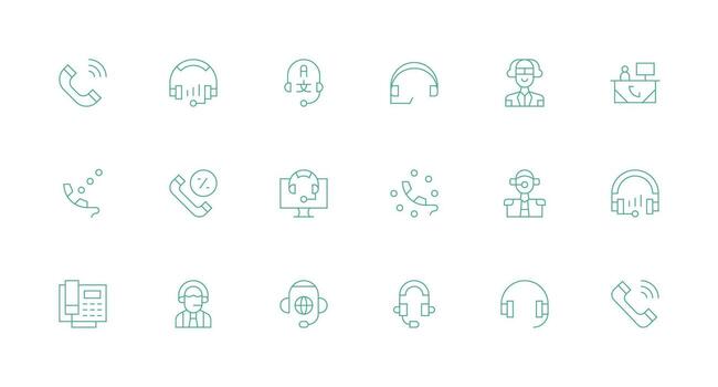 Minimal Line Style Call Center Icons with 18 Vectors All-Purpose Icon Design Pack