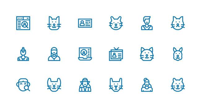 18 Icons for Profile View in Strong Stroke Line Format Interface Icon Collection vector