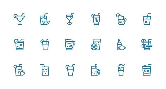 Lemonade Icon Collection with 18 Strong Stroke Line Designs Multi-Style Icons for Creative Projects vector