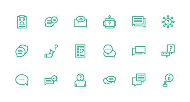 Support Request featuring 18 Icons in Strong Stroke Line Design Compact Icon Set vector