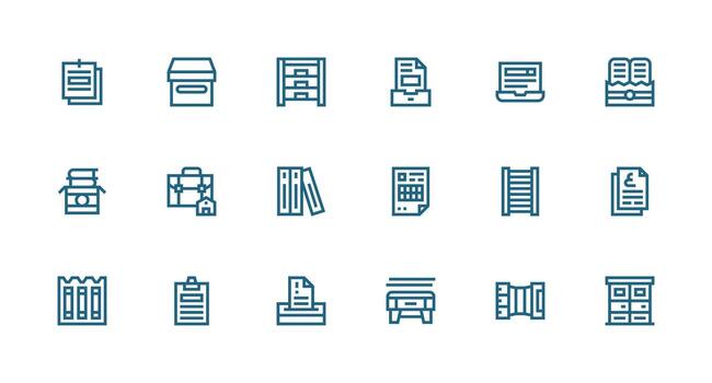 presentación diseño íconos presentando 18 en fuerte carrera línea estilo organizado icono paquete para rápido acceso vector