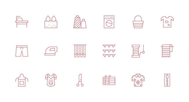 mínimo línea íconos desde tela conjunto con 18 vectores aplicación icono paquete