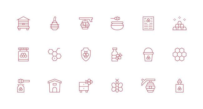 18 Minimal Line Style Icons from Apiary Collection Line Icon Collection vector