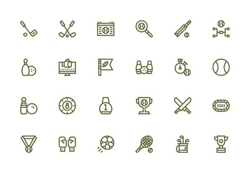 24 Thick Line Line Vectors for Tournament Theme Flexible Icon System for Web Interfaces
