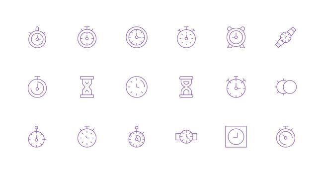 Chronometer Icon Collection with 18 Minimal Line Designs Clear and Concise Icon Set Collection vector