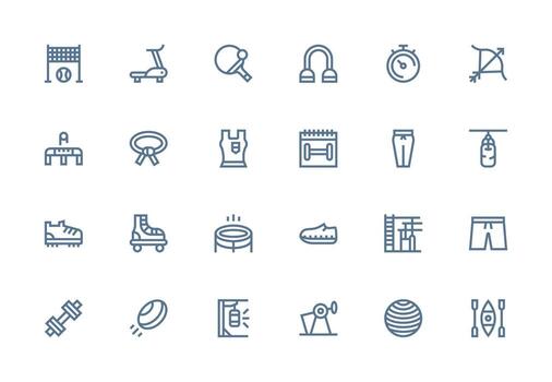 Exercise Set with 24 Thick Line Line Icons Multi-Style Icons for Creative Projects vector