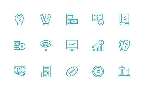 15 regular línea íconos para pérdida gráficos moderno línea y glifo icono serie vector