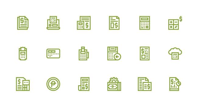 Accounting Software Set with 18 Strong Stroke Line Icons User Interface Icons for Digital Products vector