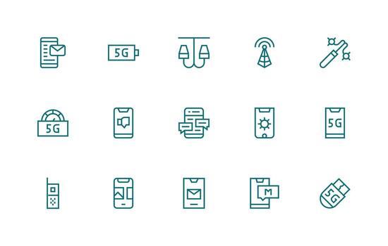 Regular Line Icons from Smartphone Set with 15 Vectors Digital Icon Collection