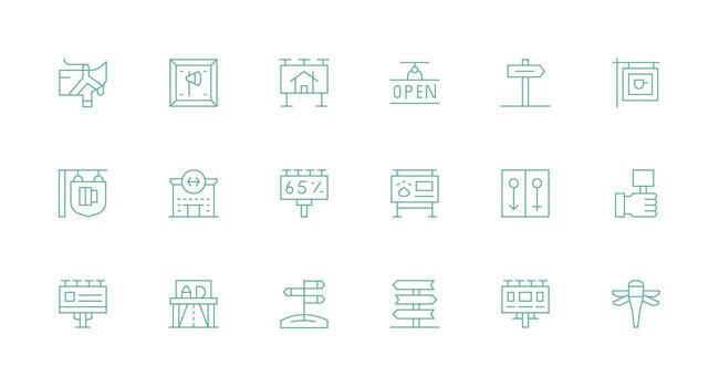 18 Icons for Signage in Minimal Line Format Modern Icon Set vector