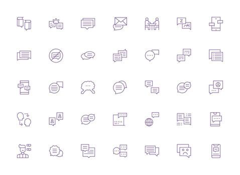 ligero línea íconos desde conversacion conjunto con 35 vectores compacto icono paquete
