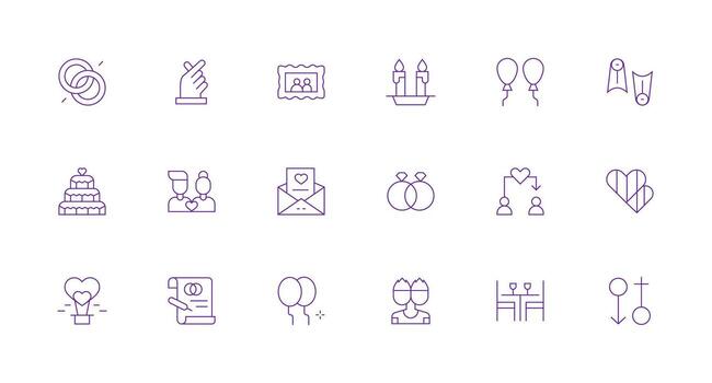 Minimal Line Style Couple Icons with 18 Vectors Sharp Icons for Presentations