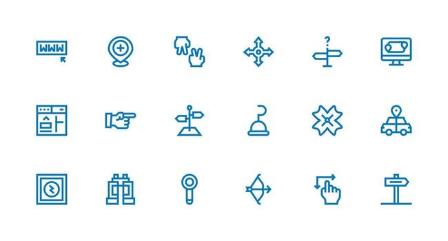 Strong Stroke Line Style Navigation Icons with 18 Vectors Complete Icon Bundle for Web Design