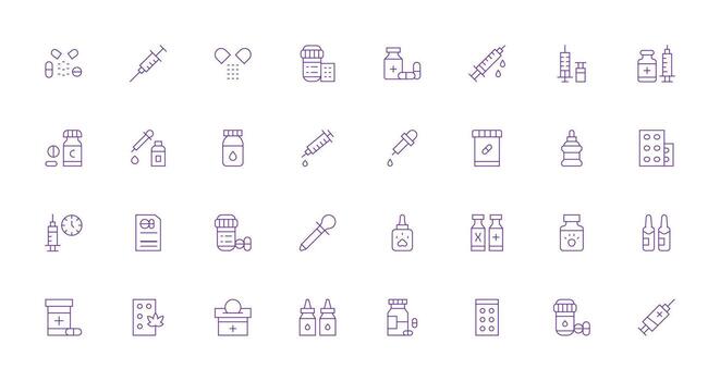 Thin Line Icons from Dosage Set with 32 Vectors Detailed Icon Collection for Design Systems