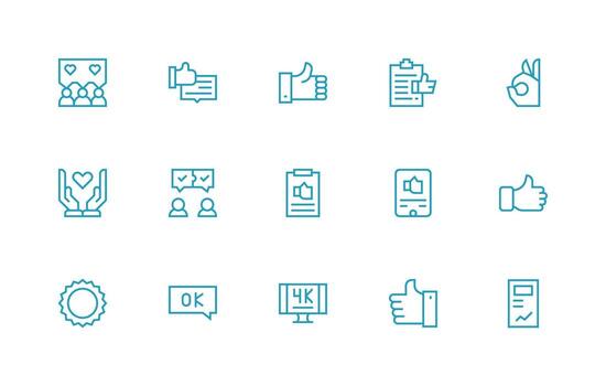 Acceptance Visual Pack containing 15 Regular Line Icons Responsive Icon Set for Flexible Layouts vector