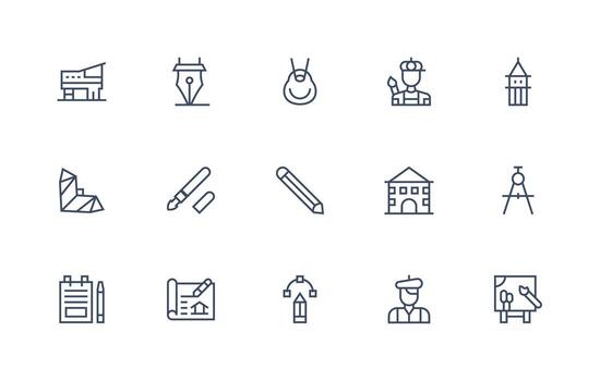 15 Regular Line Icons for Sketch Graphics High-Resolution Icons for Any Platform vector