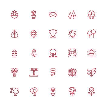 25 Medium Stroke Outline Style Icons from Nature Icon Collection Scalable Icons for All Themes vector