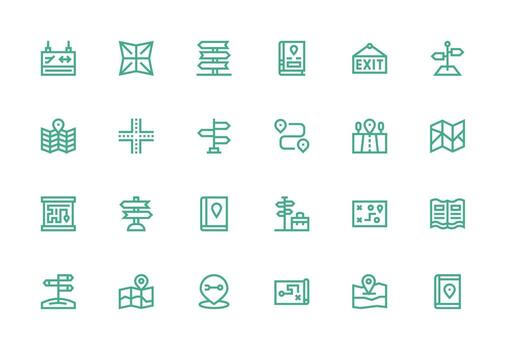 24 Icons for Directions in Thick Line Line Format UI Icon Set vector