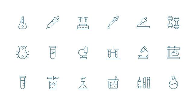 18 Minimal Line Designs for Lab Equipment Icons Clean Set for Layout Prototypes vector