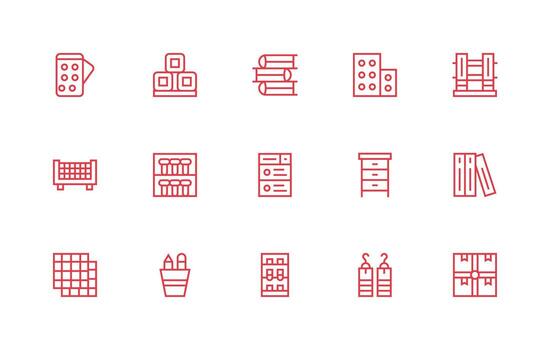 Organized Icon Set with 15 Regular Line Graphics Icon Pack vector