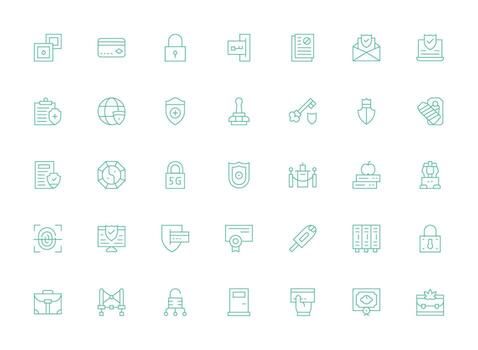 35 Light Line Vectors for Secure Theme Web Icon Collection