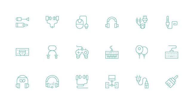 Wired Design Icons featuring 18 in Minimal Line Style Flexible Icon System for Web Interfaces vector