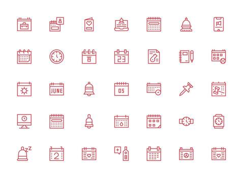 35 Regular Clean Line Icons for Reminder Graphics Functional Icon Series vector