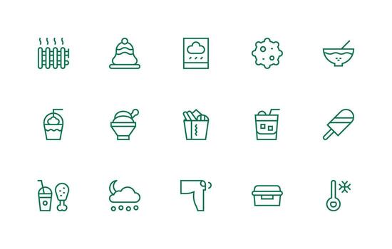 Regular Line Icons from Cold Set with 15 Vectors Icon Set