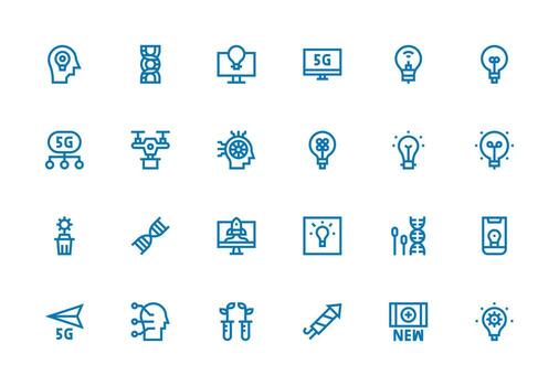 24 Thick Line Line Icons for Innovation Graphics Simple Icons for Interface and Wireframes vector