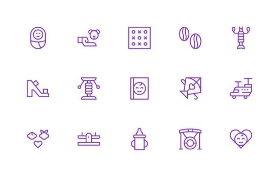 15 Icons for Childhood in Regular Line Format Smart Icon Collection vector