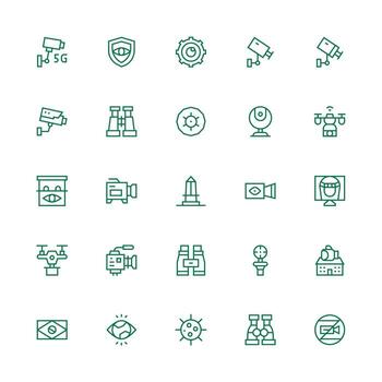 medio carrera contorno íconos desde vigilancia conjunto con 25 vectores multi-estilo íconos para creativo proyectos