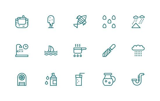 Regular Line Icons from Water Set with 15 Vectors Reusable Icon Set
