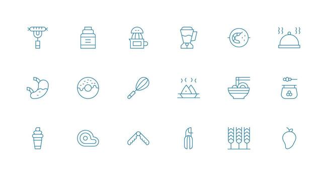 18 Icons for Food in Minimal Line Format Interface Icon Collection for Daily Projects vector
