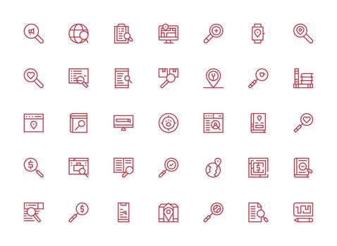 Find Set with 35 Regular Clean Line Icons General Use Icon Pack vector