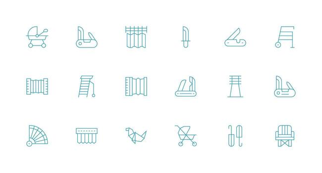 Folding Icon Collection with 18 Minimal Line Designs Responsive Icon Set for Flexible Layouts vector